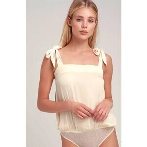 Free People ties over guys cream bodysuit women's size small